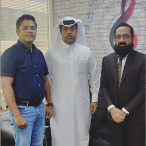 With Shaikh Faleh Bin Ghanem A Al Thani and Sharf P. Hameed, CEO City Exchange Doha Qatar