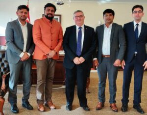 with H. E Fikret Ozer Ambassador of Republic of Turkey to Qatar along with Mr. Yunus Vildrim.Santhoh palee and Riyaz