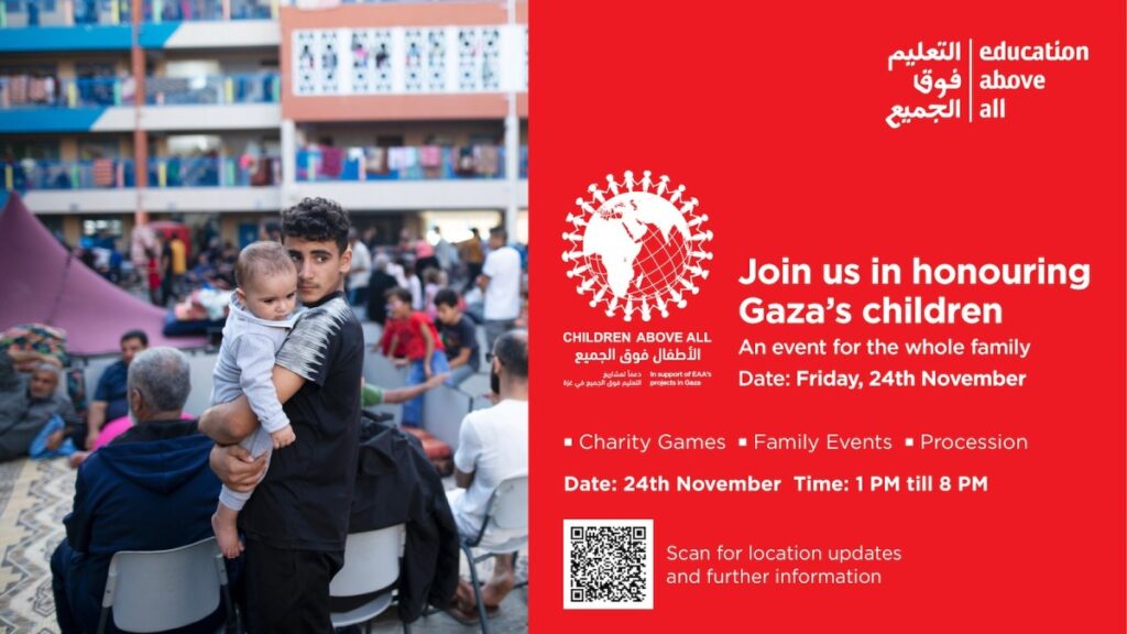 Children Above All" Event at Oxygen Park: Join Us in Supporting the Children of Gaza on November 24